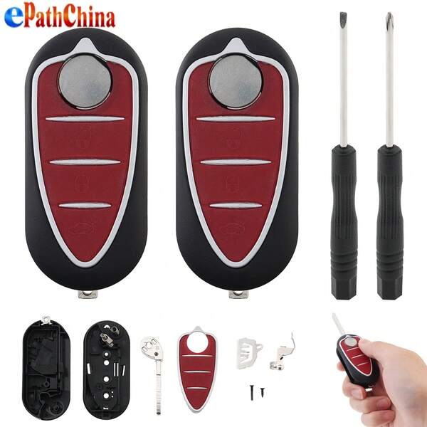 2 Pcs 3 Buttons Remote Car Key Shell Fob Case Fit For Giulietta 159 GTA / Alfa Mito With 2pcs Screwdrivers, Wear-Resistant Car Key Shells