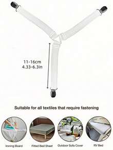 4Pcs/Set Triangle Quilt Holders, Metal Clips With Adjustable Elastic Bands, Knitted Sheet Fasteners, Practical Invisible Anti-Slip Sheet Straps, Sofa And Tablecloth Anti-Slip Clips - Universal Sheet Clips, Triangular Sheet Fasteners, Sheet Fastener Clips, Adjustable Sheet Hanging Rods, Mattress Clips, Home Decor, Household Essentials, Suitable For Sofa Cushions, Sheets, Home Textiles, And White Household Goods. - Multicolor - View 8