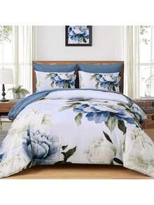 7 Piece Purple/Brown Queen King Size Comforter Set Bed In A Bag, Floral Printed On Light Purple Comforter Set With Sheets For Wedding Items,Valentines Day Home Bed Room Decor,Easter Gifts,All Season - Blue - View 12