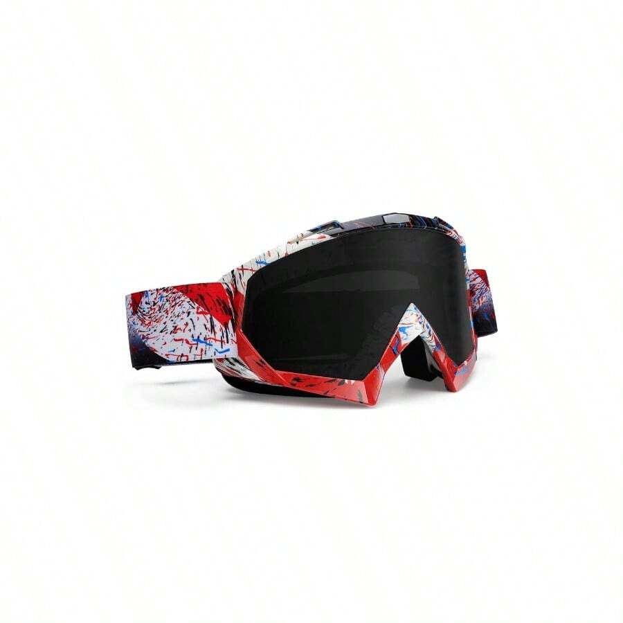 Motorcycle Goggles Dirt Bike Goggles Windproof ATV Dustproof Racing GogglesScratch Resistant Ski Goggles Protective Safety Glasses PU Resin Black Frame+Color Lens - Red Frame+grey Lens - View 1