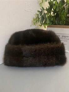 قبعة شتوية رجالية من الفرو الصناعي المقاوم للرياح، لون أحادي فاخر محبوك، مناسبة للآباء أو الاستخدام اليومي في الخارج - MM1811 - مشاهدة 3