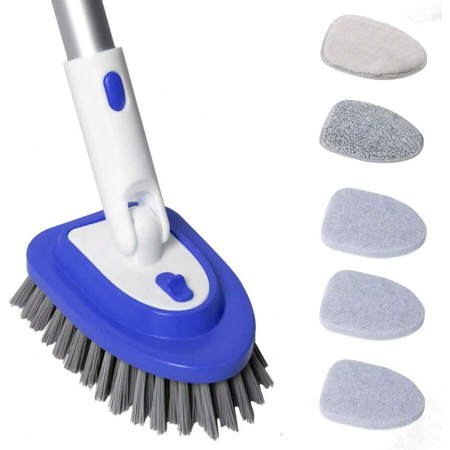 58-Inch Long Handle Tub & Tile Scrubber – 3-In-1 Extendable Cleaning Brush For Bathroom, Kitchen, Toilet, Wall, Sink – Non-Scratch Surface  (Includes 3 Handles) - Default - View 1