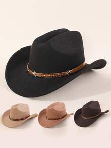 1 件儿童西部牛仔帽，男女通用宽边爵士帽，可拆卸，适合日常、户外、度假、派对服装 - 1PC - 查看 2