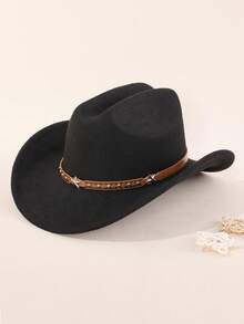 1 件儿童西部牛仔帽，男女通用宽边爵士帽，可拆卸，适合日常、户外、度假、派对服装 - 1PC - 查看 9