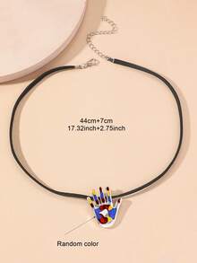 1pc Men's Minimalist Fashion Creative Hip-Hop Random Color Oil Drip Palm Pendant Necklace, Suitable For Casual Daily Wear
