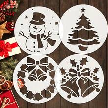 Set de 8 plantillas navideñas reutilizables - Plantillas de plástico con diseños de copos de nieve, bastón de caramelo, estrella y árbol de Navidad, Papá Noel, muñeco de nieve, adecuado para manualidades DIY, decoración del hogar, camisetas, artesanía, pintura en lienzo y muebles