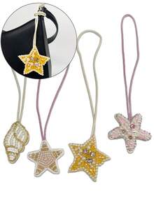 Summer Ocean Style Bag Charm, Starfish, Shell, Crab Pendant Keychain - Multicolor - View 2