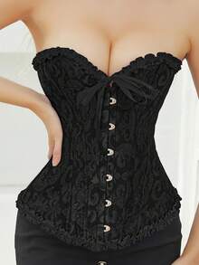 Palace Style Corset With Boning To Shape Waist And Push Up Bust, Sexy Jacquard Shapewear Top, Suitable For Wearing With A Dress, 1pc