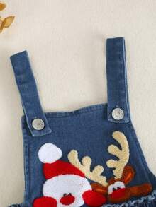 Baby Mädchen Weihnachtsmann bestickte Denim Kleid