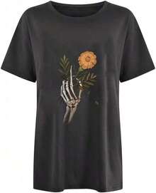 Women's Tops Letter Tee Graphic T-Shirts, Vintage Shirts For Women Cute Graphic Tee Spring Short Sleeve Tops Oversized Tshirts Teen Aesthetic Clothing-For Women, Holiday, Vacation,Daily Casual Fashion And Versatility. -Unisex Loose - Fit Comfortable Vintage Street - Style Cotton T - Shirt Top - Vỏ bọc giày tập gym nữ #B1 - Xem 6