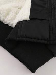 LEDUNTINO Men's Thick Warm Hooded Jacket For Autumn/Winter, Multi-Pocket Design With Letter Embroidery And Icons, Fully Lined For Warmth, Ideal Outdoor Wear - Black - View 10