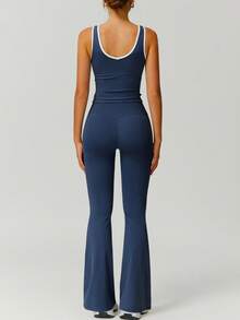 NcmRyu 1 Set Women Sexy Butt Lifting Casual Sleeveless Top And Pants Yoga Fitness Outfit