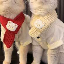 Cachecol Quente de Tricô para Cães e Gatos Pequenos - Macio e Elástico, Design Aconchegante de Natal com Estampas Xadrez e Listradas, Lavar à Mão Apenas, Acessório Aquecedor de Pescoço para Outono e Inverno