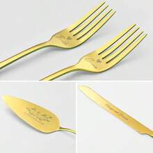 Wedding Cake Knife And Server Set, Gold Cake Cutting Set Wedding, 4 Pieces Set With Forks Engagements, Anniversaries, Bride And Groom - 金色 - 查看 4