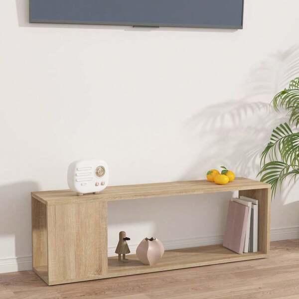 Mobile TV Larryhot in rovere Sonoma 100x24x32 cm Legno ingegnerizzato, resistente e durevole, facile da montare, stile decorativo, adatto per riporre soprammobili, statuette, libri, piccoli oggetti, ecc.