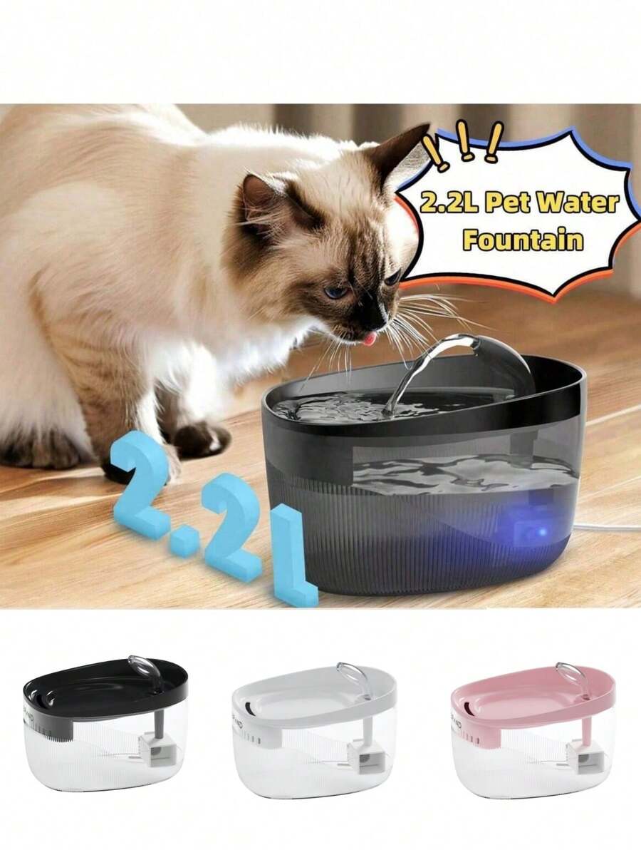 2.2L/74OZ/0.58加仑大容量自动猫饮水器，USB电源线，多种供水模式，水泵静音防干烧，7天健康饮用水和1天应急储水，可更换滤芯 - 彩色 - 查看 1