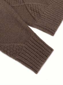 Women's Casual Everyday Cable Knit Button Front Loose Cardigan, Autumn/Winter Fall Cloth For Women - Màu nâu Sô-cô-la - Xem 2
