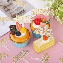 DGiantree 100Pack Happy Birthday Cupcakes Decoration Lightweight Birthday Cupcake Decorations Small Cupcake Decorations For Happy Birthdays Anniversary Theme Party Cake Decoration Supplies Gold10 - 如圖 - 查看 7