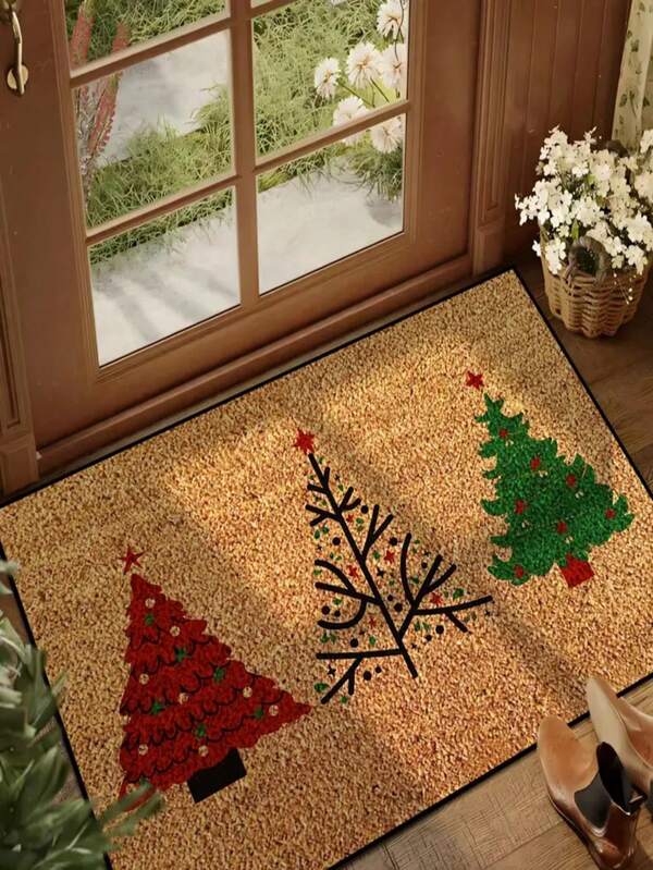 1pc Christmas New Arrival - Everyday Decor - Holiday Decor - Christmas - Christmas Tree Mat - Small Rug - Soft Flannel 900GSM, Machine Washable Durable, Stain Resistant, Quick Drying, Suitable For Indoor/Outdoor Doormats, Home Decor, Bedroom Rugs, Kitchen Rugs, Photos, Props, Outdoor Decor Gifts, Holiday Gifts, Area Rugs, All Season