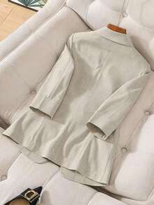 Lightweight Casual Blazer For Petite Women, Elegant Style - Khaki - View 2