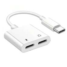 2-In-1 Audio Adapter, USB-C To 3.5mm Interface, Supports Type-C Charging And 3.5mm Audio Cable, Compatible With Wired Earphones Compatible With Samsung, - 白色 - 查看 9