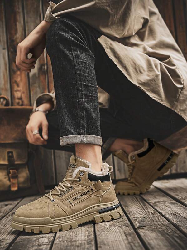 Neue Winter-Arbeitsschuhe für Herren, warm gefütterte High-Top Freizeitschuhe, britischer Stil Outdoor Schneestiefel, rutschfeste Arbeitsschuhe, kältebeständige High-Top Herrenschuhe