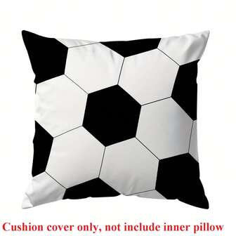 1 funda de cojín con tema de fútbol, 45 x 45 cm - Terciopelo melocotón suave de poliéster, con cremallera, lavable a máquina, adecuado para la decoración del hogar y la oficina, sin relleno de cojín