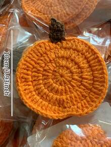 1 pièce Dessous de verre en citrouille tricoté à la main, doux et résistant à la chaleur