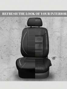 9件套/4件套（5座/2座）通用型滚边真皮汽车座椅套，适用于SUV、厢式货车、卡车，内侧拉链设计并预留开口孔，兼容安全气囊，尽显优雅气质