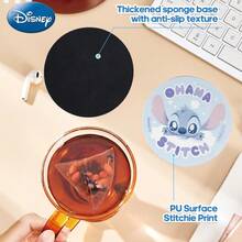Disney 1pc Disney Officially Licensed Stitch Patterned Cute Coaster Waterproof Wipeable Compact Cup Mat Kitchen Coffee Table Dining Table Use Perfect Home Decor Warm Festive Holiday Party Decoration Gifts For Family And Friends