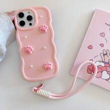 (With Lanyard) Cute DIY Faux Pearl Phone Case + Macaron Phone Case + Wrist Strap, Compatible With IPhone 17 Pro Max/16 Pro Max/15 Pro Max/14 Pro Max/13 Pro Max/12 Pro Max/11 Pro Max/XS Max/7/8 Plus, Honor, - Pink - View 3