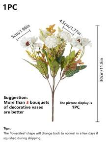 1/3/80PCS Artificial Hydrangea Flowers Silk Peony Bouquets Fake Roses For Spring Wedding Vase For Home, Dining Room, Bedroom,Kitchen,Room Decorations, Festival Birthday Party Accessories, Outdoor Garden Decorations, Flower Bouquet, Table Decoration, Fake Plant, Bedroom Decorroom Decor Bedroom, Winter Home Decoration - White - View 2