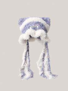 女士手工针织可爱猫耳毛绒帽，秋冬新款朋克甜美Y2K俏皮柔软针织帽，时尚百搭 - 針織帽 - 查看 3