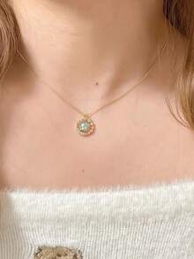 Vintage Planet Round Pendant Alloy Necklace Elegant Women's Jewelry Summer Beach Wear Exquisite Fashion Accessories Gifts