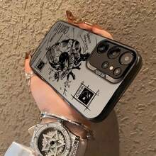 Estuche para teléfono con patrón de corazón de boceto estético para Galaxy S10+/S20Ultra/S21Fe/S22Ultra/S23/S24/S24Plus/M10S/M12/Note20/A03/A04E/A05S/A10S/A11/A12/A13/A14/A15/A20/A21S/A22/A23/A24/A25/A30/A30S/A31/A32/A33/A34/A35/A50/A52/A53/A54/A55/A70/A71/A72/Note 20Ultra - Negro - Ver 3