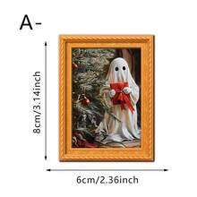 1/8 件油画风格磁性装饰艺术冰箱贴，圣诞树和鬼魂创意磁铁，圣诞节万圣节时尚磁性冰箱贴套装，方便在冰箱上整理用于厨房整理和展示 - 多色1 - 查看 8