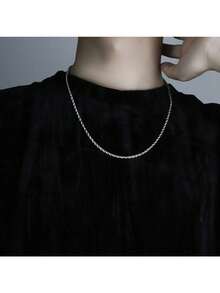 1条简约时尚百搭不锈钢扭链项链，50厘米/55厘米/60厘米三种尺寸可选，男女日常佩戴皆宜。 - 銀色 - 查看 2