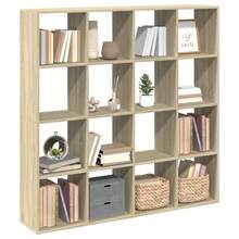 Libreria Larryhot in rovere Sonoma 137,5x29x137,5 cm Legno ingegnerizzato, resistente e durevole, facile da montare, stile decorativo, adattA, Per riporre soprammobili, statuette, libri, piccoli oggetti, ecc. - Castano - Visualizzare 4