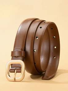 1/2pcs New Women's Belt Simple Square Hollow Needle Buckle Design Belt Women's Fashion Commuter Pants Belt With Jeans Dress