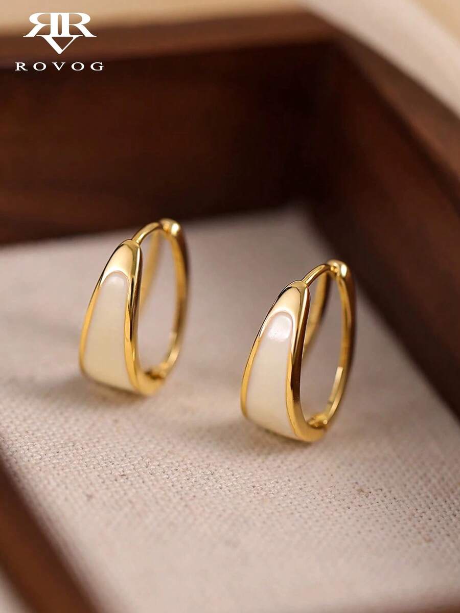 1 对简约时尚日常百搭适合聚会奢华几何时尚小号环形耳环女士