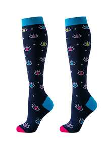 3 Paar Kompressionsstrümpfe für Herren und Damen, geeignet für Fitness-Aktivitäten in Innenräumen und Outdoor wie Basketball, Fußball, Tennis, Wandern, Marathons, Bergsteigen usw. Aus Nylon-Polyester-Mischgewebe gestrickt