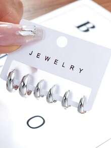 6PCS Simple Gold Plated Copper Metal Minimalist Invisible Hoop Earrings For Girls Glossy Small Geometric Circle Hipho(Size Pls Refrence Picture Show Size And Received Products)