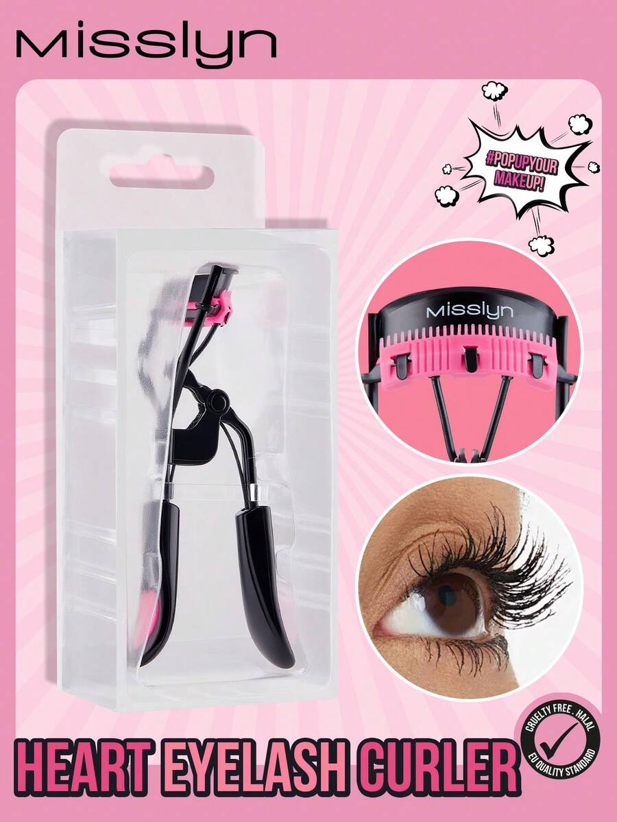 MISSLYN心形睫毛夹，睫毛夹，自然卷翘，适合多种眼型，持久不伤睫毛，梳状设计，打造迷人双眸，美妆工具，时尚单品 - 黑色 - 查看 1