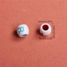 100Pcs Large Hole Acrylic Barrel Shaped Letter Beads 8 * 9mm For DIY Jewelry Making - White Base With Multicolor Letter Beads, Perfect For Bracelets, Necklaces & Craft Projects - 100 - Xem 3