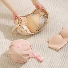 1pc Portable Polyester Fibre Bra Storage Bag, Travel Lightweight Underwear, Socks & Cosmetics Organiser, Homeware Luggage Organiser, Lingerie Storage Pouch, Daily Clothing Sorting Storage, Multi-Compartment Design, Suitable For Travel Luggage Storage, Wardrobe Clothing, Lingerie And Socks Organisation