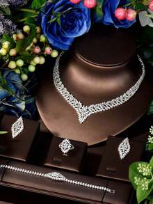 1 Set de joyería de lujo, decoración con corazón de circonita cúbica, adecuado para uso en fiestas de mujeres