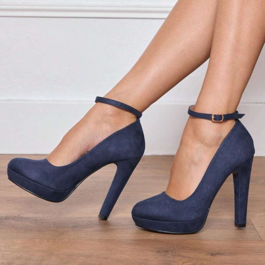 Women Pump Simple Fashionable Daily Casual Practical Stylish High Heels - Blue - View 1