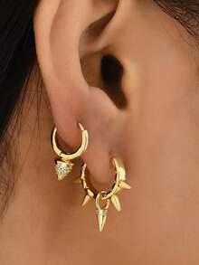 1 Pair Unisex Gothic Style Citrus Shaped Stud Earrings, Hip-Hop Earrings For Party/Club - Gold - View 4