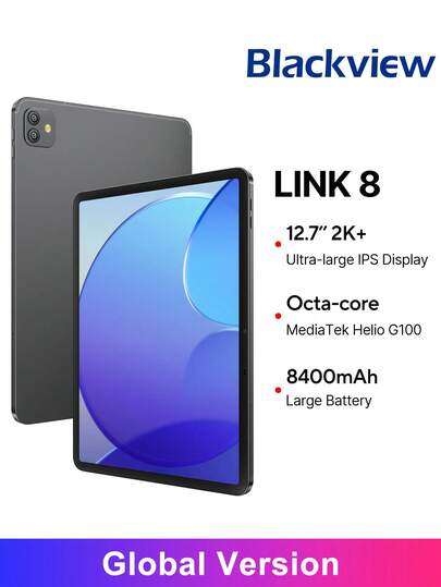 Blackview Blackview LINK 8 Tablet Global Version MediaTek Helio G100 12.7-Inch Display 2160*1600 Resolution, 90Hz Refresh Rate 16MP+ 2MP Depth Rear Camera 8400mAh Battery Android 15
