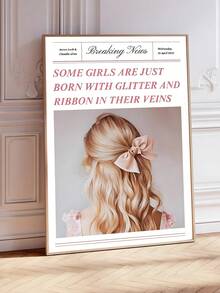 1pc Pink Charm Fashion Makeup Wall Art, Elegant Vintage Girl Style Ribbon Bow Quote Canvas Poster, Retro Cute Penguin Canvas Poster, Surreal Bathroom Animal Wall Art, Funny Penguin Fishing In Bathtub Poster, Suitable For Bedroom, Living Room, Wall Decor, Home Decor, Canvas Wall Art, Poster, Framed Wall Art, Frame Optional